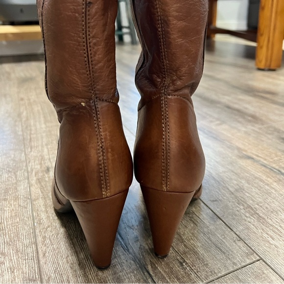 David Dixon Soft Brown Leather Knee High Heeled Boots Size 9 - Picture 7 of 10